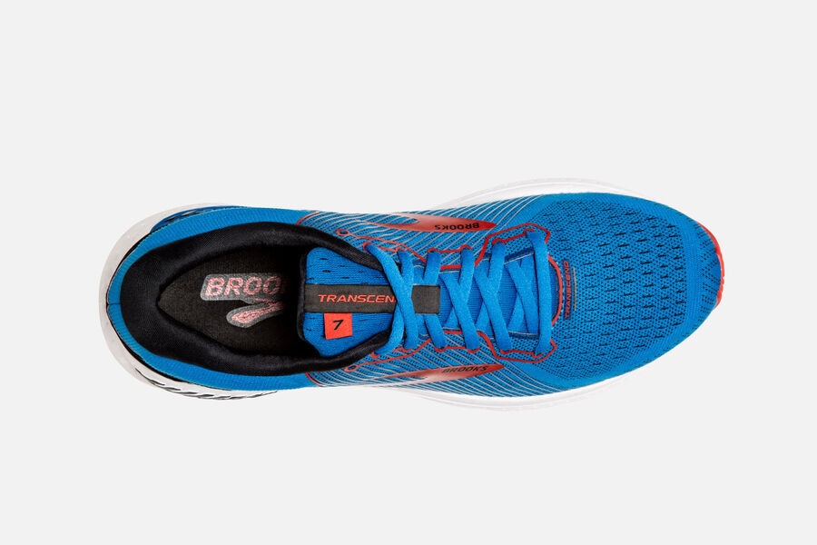 Transcend 7 Road Brooks Running Shoes NZ Mens - Blue/Red - MLDKZE-380